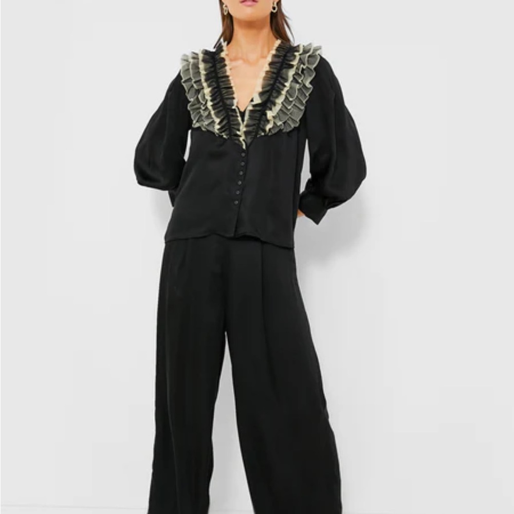 THE GREAT Ruffled Tuxedo Top